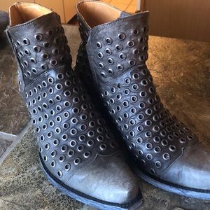 Old Gringo Distressed Black Booties with Rivets
